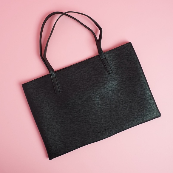 “Vince Camuto”, Pebble Black & Grey Faux Leather Carry-All Maxi Tote, Laptop - Picture 2 of 13